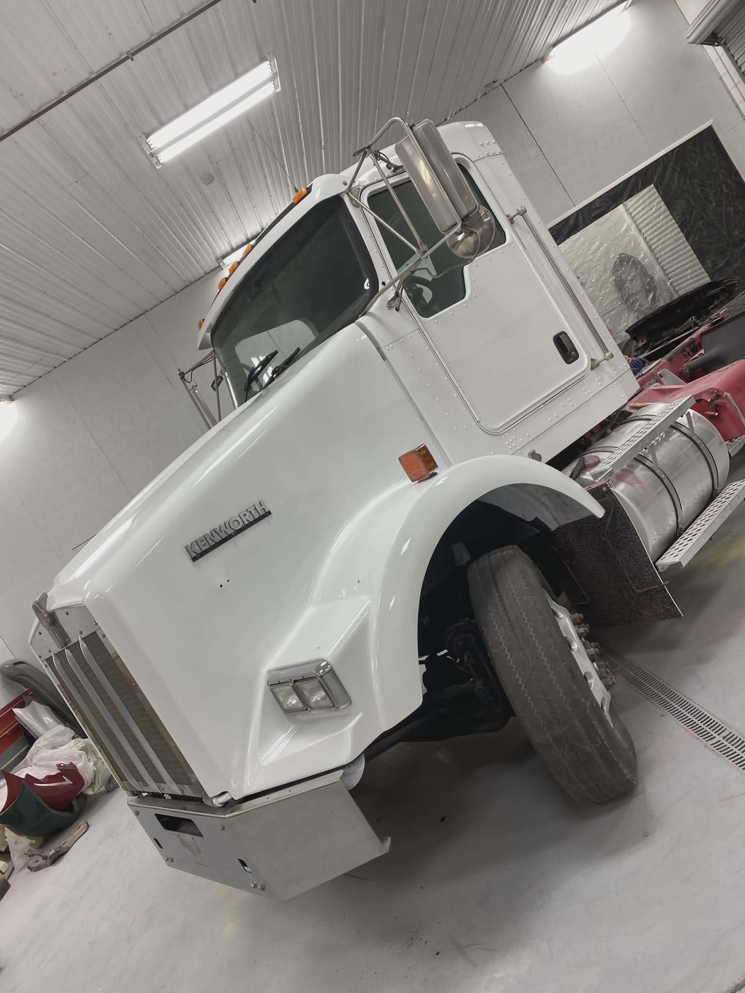 Semi truck after collision repair and refinish work